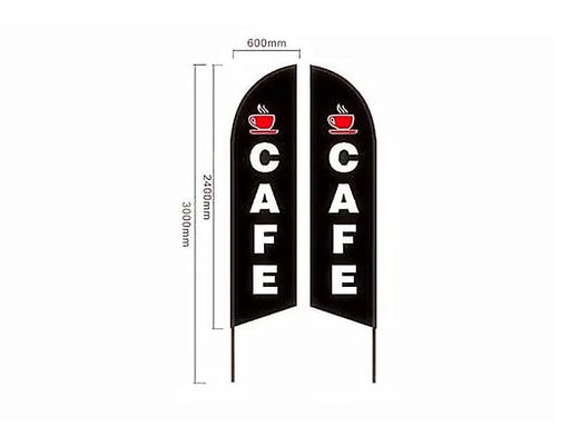 'CAFE-BLACK' 3.4m Double Sided Sign Commercial Feather Banner Flag – view 1