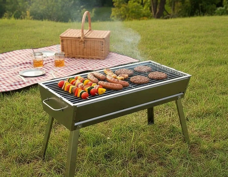 Folding Barbecue BBQ Charcoal Grill 62cm x 23cm High 46cm – view 1