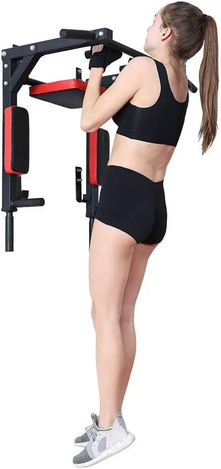 Pull Up Bar and Dip Station - Black + Red – view 3