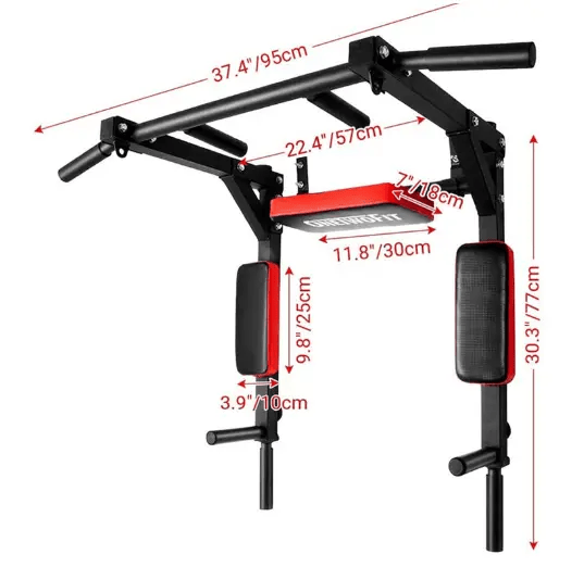 Pull Up Bar and Dip Station - Black + Red – view 6