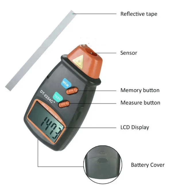 LCD Laser Photo Tachometer RPM Tester Speed Meter – view 4
