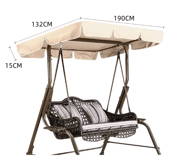 190x132x15cm Swing Seat Canopy Top Cover Replacement 3 Seater – view 2