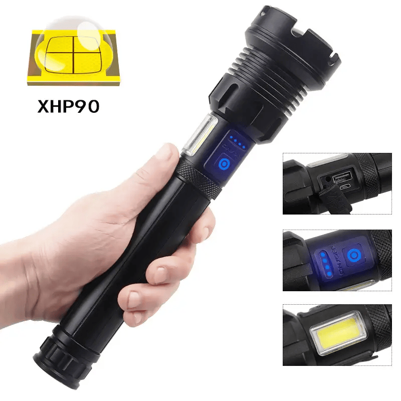 LED Torch Rechargeable High Lumens Flashlight with two 26650 Batteries – view 1