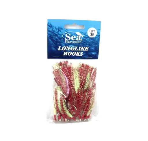 Sea- Harvester HOOKS Longline Flies 25 Chart/Red 18R Longline Flies 25 Chart Red 18R Sea Harvester