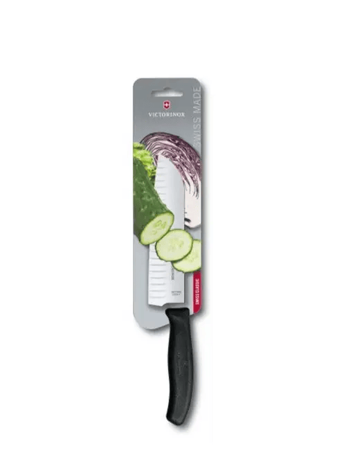 Victorinox Santoku Knife 17 cm Fluted Swiss Classic Black Blister by Victorinox