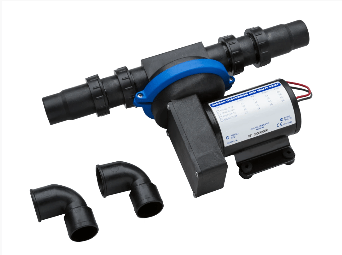 Ocean Tech Diaphragm Waste Pump 12V 32 LPM High Flow Compact Durable For Marine Plumbing Boats RVs Italian Made