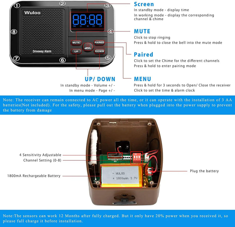 Solar Driveway Alarm Wireless Outdoor Motion Sensor & Detector Driveway Alert System – view 3