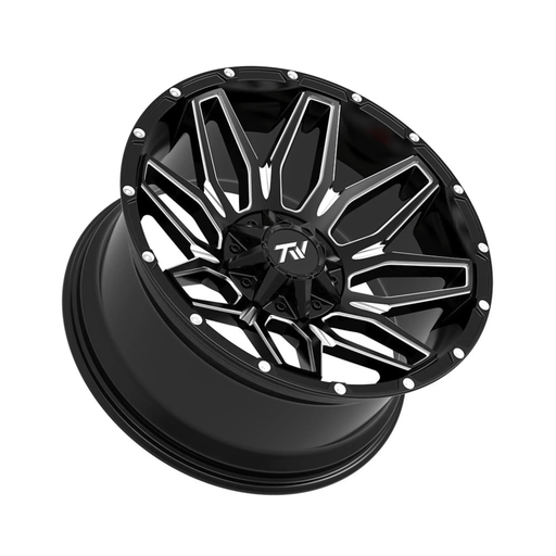 TW Lotus Gloss Black Wheel With Milled Accents 20 Inch