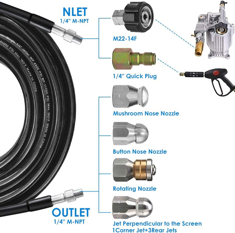 Sewer Jetter Nozzles Kit 30m Drain Cleaning Hose – view 6