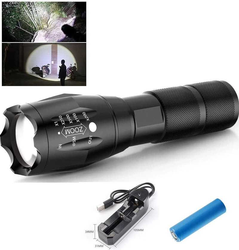 LED Torch Rechargeable High Lumens Flashlight with 18650 Battery – view 1
