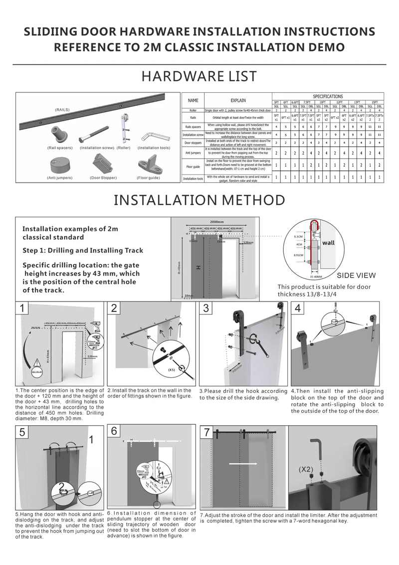 salelink.co.nz Unbranded 4M Sliding Door Barn Door Hardware 4M Sliding Barn Door Hardware Kit | Action Outdoors NZ