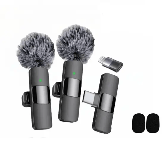 Microphone Dual Lapel Microphone for iPhone Ipad Android Pc – view 1