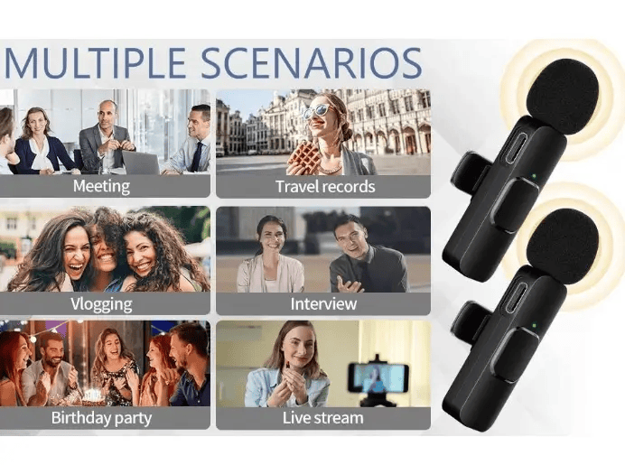 Microphone Dual Lapel Microphone for iPhone Ipad Android Pc – view 2