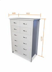 BroDeals Tallboy Patty 8 Drawers Tallboy - White Patty 8 Drawers Tallboy - White