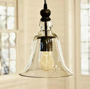Clear Glass Bell Pendant Light With Edison Bulb Ceiling Lamp – view 6
