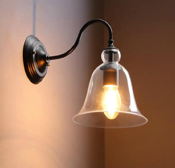 salelink.co.nz Unbranded Glass Wall Light Glass Bell Shade Wall Light Sconce E27 Modern Black