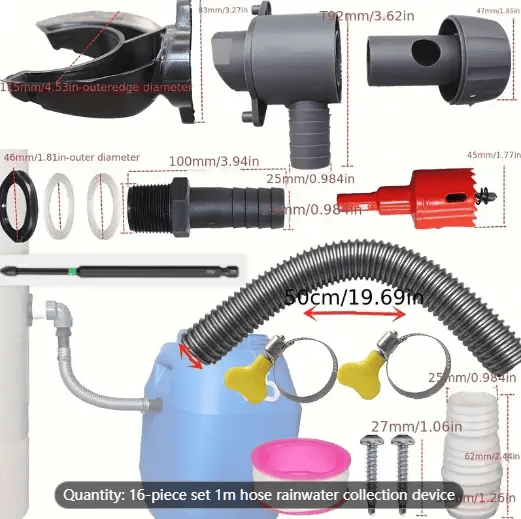 salelink.co.nz Unbranded 16PCS Rainwater Harvesting System Kit 16 Piece Rainwater Harvesting System Kit Downspout