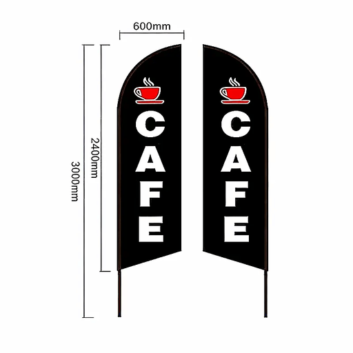 'CAFE-BLACK' 3.4m Double Sided Sign Commercial Feather Banner Flag – view 2