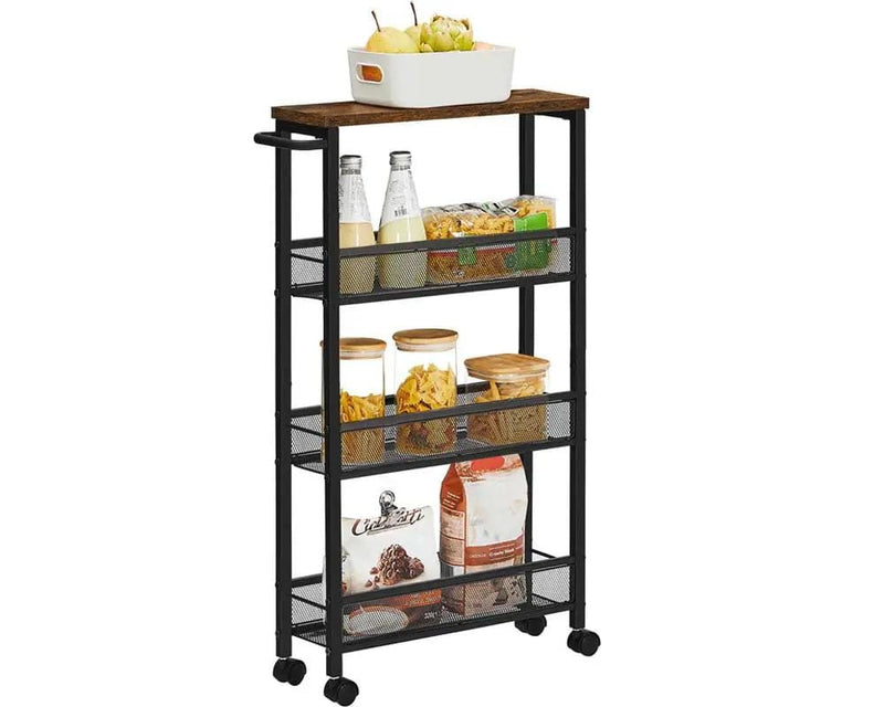 The Shopsite Home-living VASAGLE 3 Tiers Utility Rolling Cart Kitchen Trolley VASAGLE 3 Tiers Utility Rolling Cart Kitchen Trolley