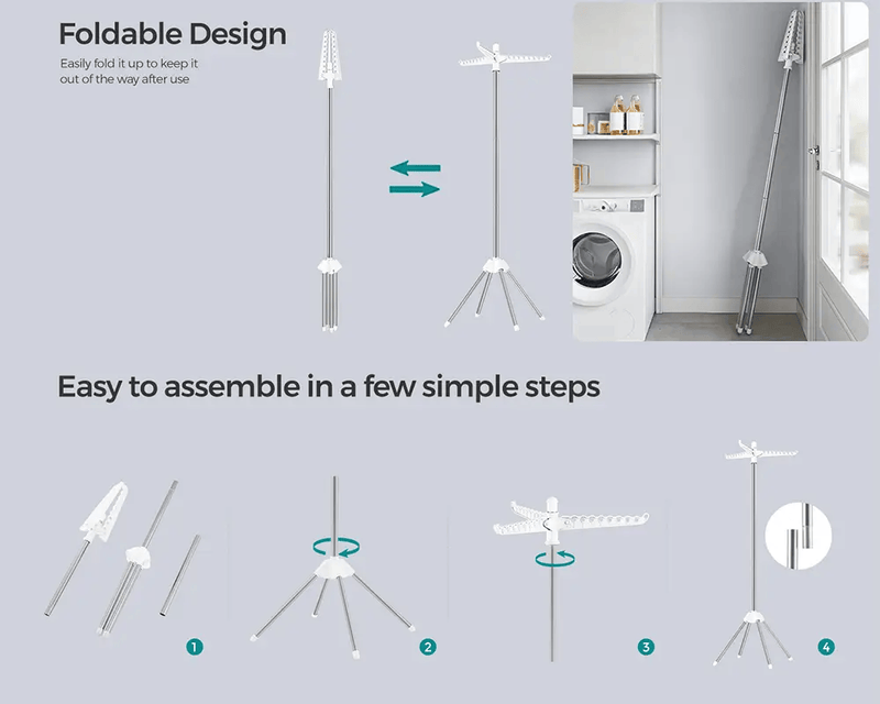 The Shopsite Home-living Space Saving Clothes Laundry Drying Rack - White Space Saving Clothes Laundry Drying Rack - White