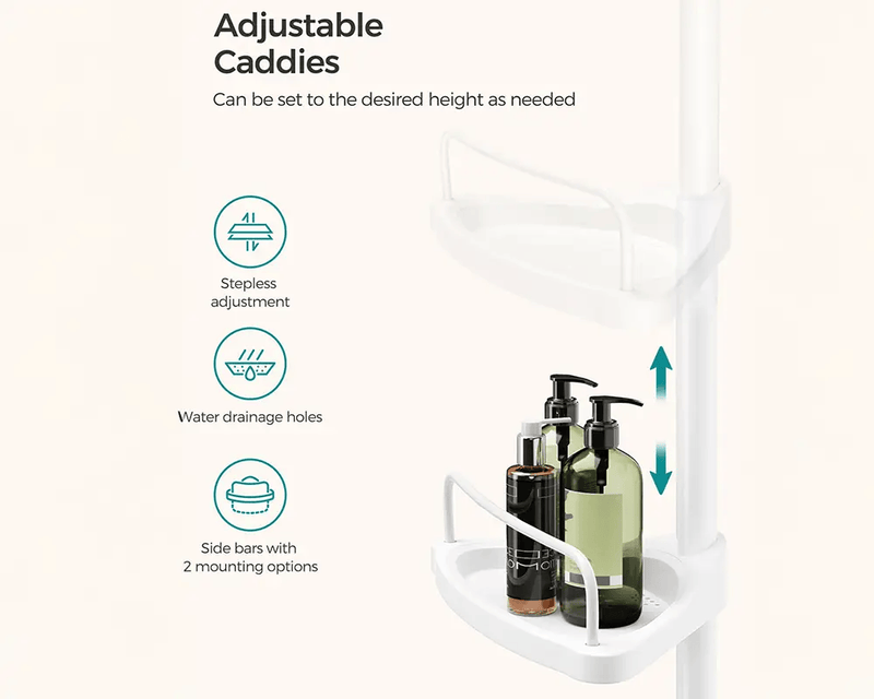 The Shopsite Home-living 4 Tier Adjustable Shower Corner Shelves 4 Tier Adjustable Shower Corner Shelves