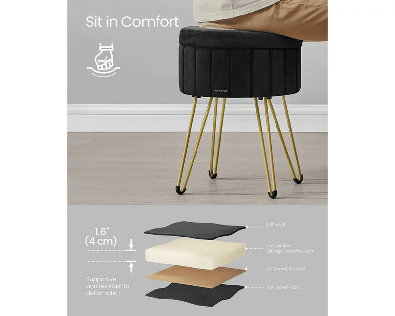 The Shopsite Home-living SONGMICS Small Vanity Stool Chair with Storage SONGMICS Small Vanity Stool Chair with Storage
