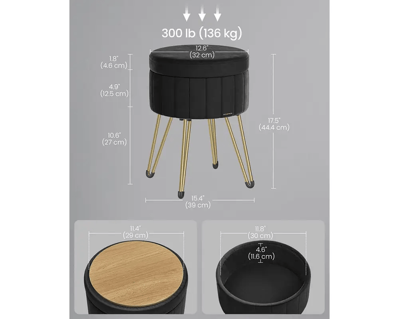 The Shopsite Home-living SONGMICS Small Vanity Stool Chair with Storage SONGMICS Small Vanity Stool Chair with Storage