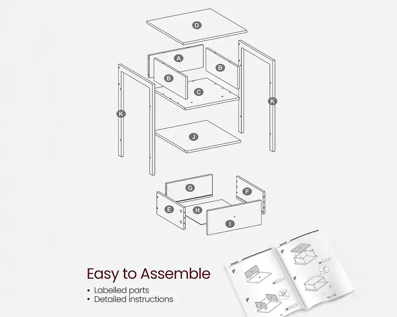 The Shopsite Home-living VASAGLE Bedside Table VASAGLE Bedside Table