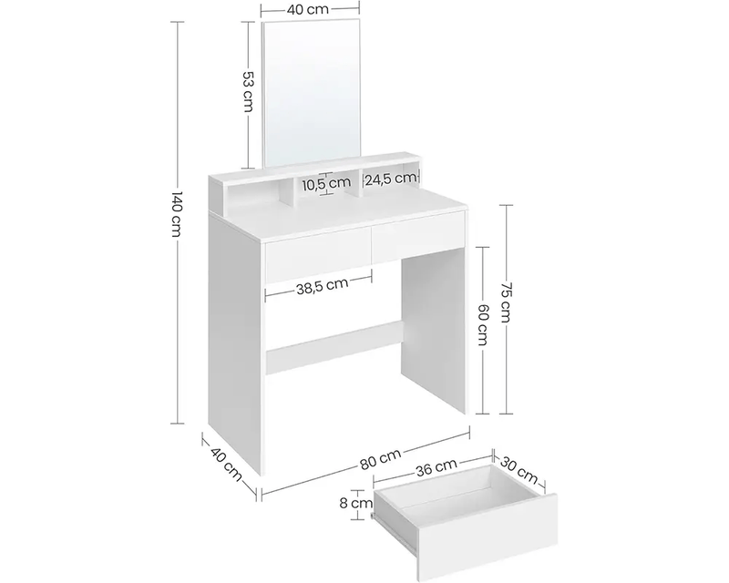 The Shopsite Home-living VASAGLE Dressing Table With Mirror VASAGLE Dressing Table With Mirror