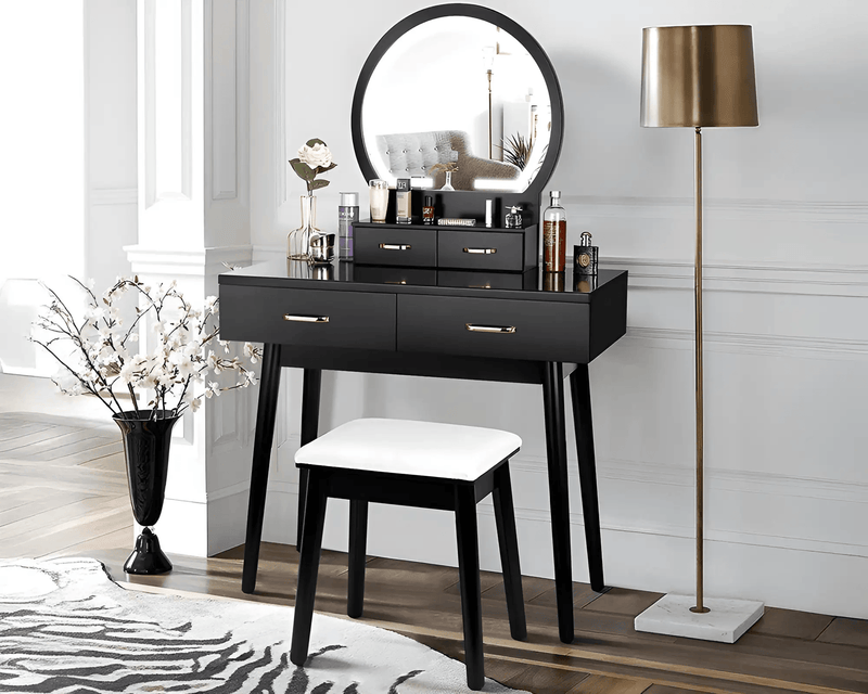 The Shopsite Home-living Black Dressing Table with LED Mirror Black Dressing Table with LED Mirror