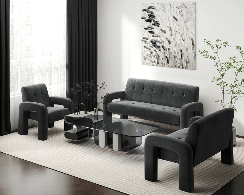 The Shopsite Sofa Modern 1 Seater Sofa Milan Charcoal Modern 1 Seater Sofa Milan Charcoal