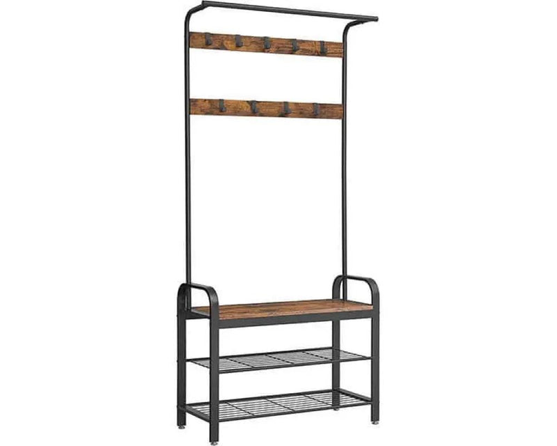 The Shopsite Home-living Wooden Coat Rack with Shelves Hooks by VASAGLE Wooden Coat Rack with Shelves Hooks by VASAGLE