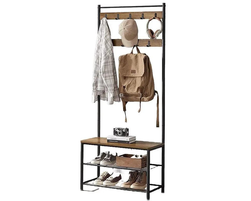 The Shopsite Home-living Wooden Coat Rack with Shelves Hooks by VASAGLE Wooden Coat Rack with Shelves Hooks by VASAGLE