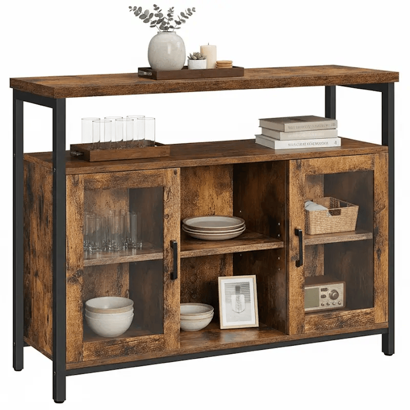 The Shopsite Home-living 100CM Buffet Cabinet with Glass Doors 100CM Buffet Cabinet with Glass Doors