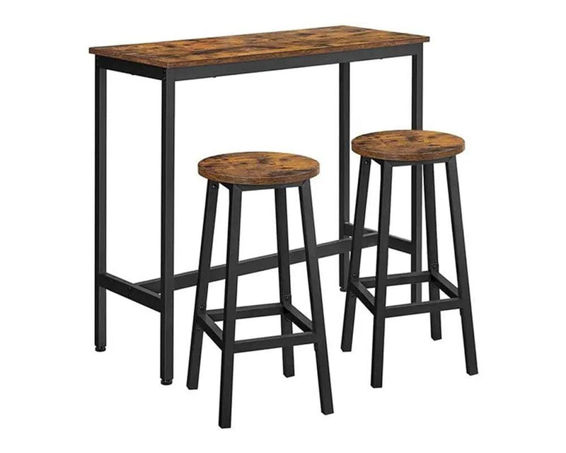 The Shopsite HOME-LIVING Modern Bar Table Stool Set Greige Black VASAGLE Modern Bar Table Stool Set Greige Black VASAGLE