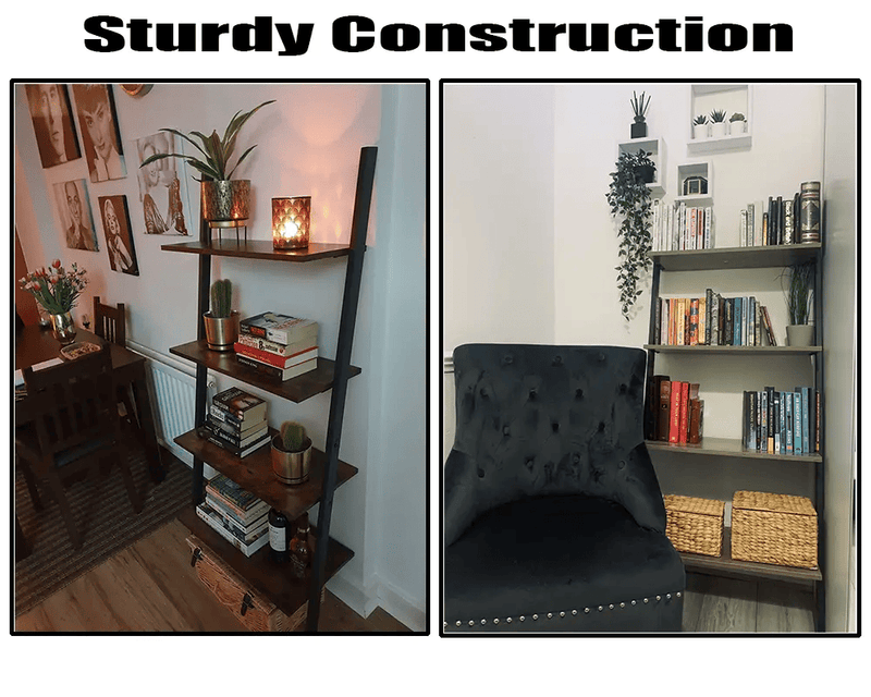 The Shopsite HOME-LIVING Leaning Wall Bookcase Rustic Brown Wood Plant Stand Leaning Wall Bookcase Rustic Brown Wood Plant Stand