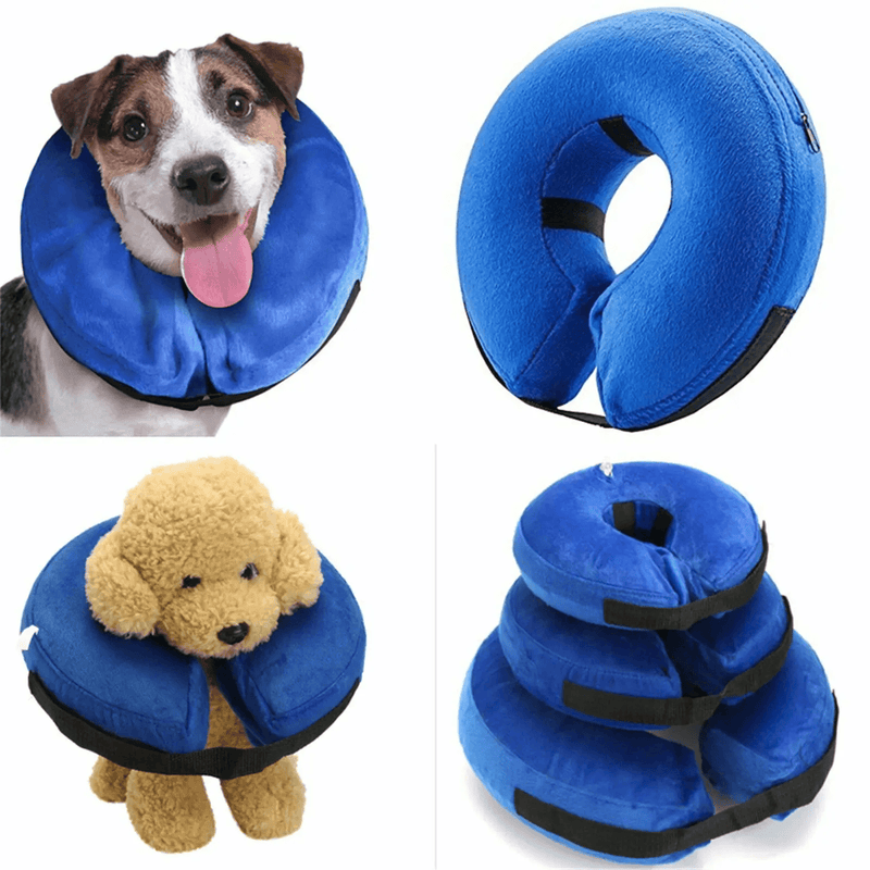 salelink.co.nz Unbranded Pet Dog Inflatable Cone Collar Medical Wound Soft S Blue Inflatable Dog E Collar For Wounds Recovery