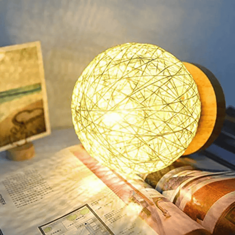 Rattan LED Table Desk Bedside Night Light Lamp 15cm – view 7