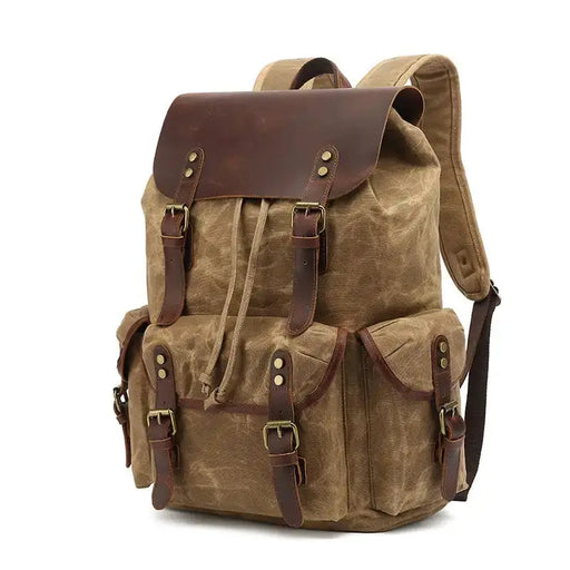 Waxed Canvas Laptop Travel Bag — Leather Accents, 20-35L | Work, School & Adventure – view 2
