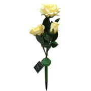 Solar Powered LED Rose Light With Yellow Artificial Roses For Garden – view 1