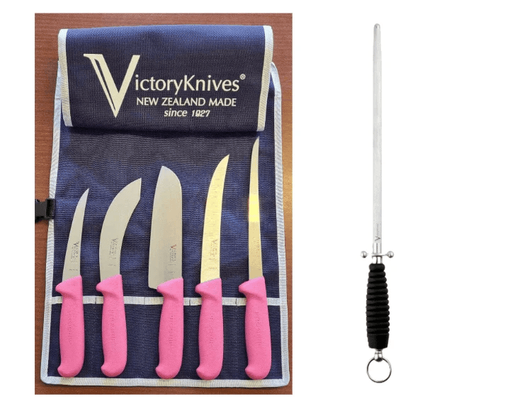 Victory Knives General Victory Pink Set Victory Pink Knife Set 5 Piece — Kitchen & Food Prep NZ | Action Outdoors