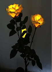 Solar Powered LED Rose Light With Yellow Artificial Roses For Garden – view 2