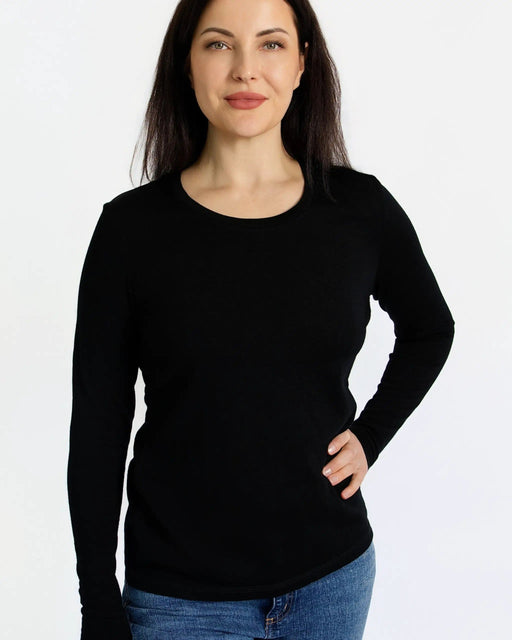 Women's Standard Long Sleeve - 100% Merino Wool, Black – view 2