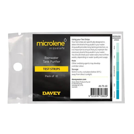 Davey Microlene Acquasafe Test Strips - 10 Pack, Tank Water Monitoring NZ