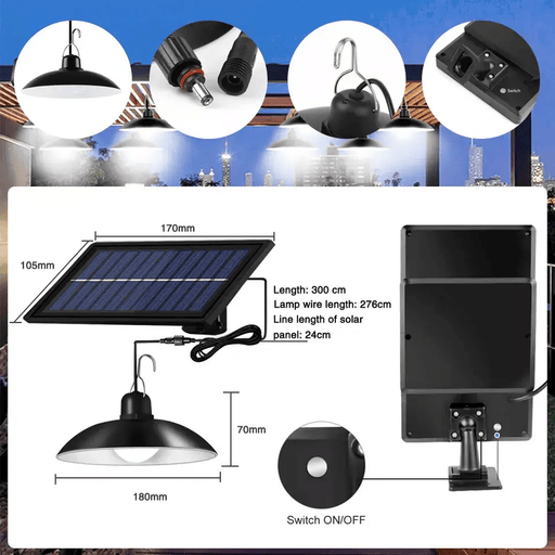 Solar Powered Hanging Pendant Light Garden Outdoor Patio Shed LED Lamp Lighting – view 2