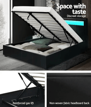sue-e furniture Bed frames & bases Torby Bed Frame with storage and LED Light Black Double Torby Bed Frame with storage and LED Light Black Double