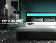sue-e furniture Bed frames & bases Torby Bed Frame with storage and LED Light Black Double Torby Bed Frame with storage and LED Light Black Double