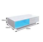 sue-e furniture Coffee tables 'Romote' White Gloss Coffee table with RGB LED Lighting 'Romote' White Gloss Coffee table with RGB LED Lighting