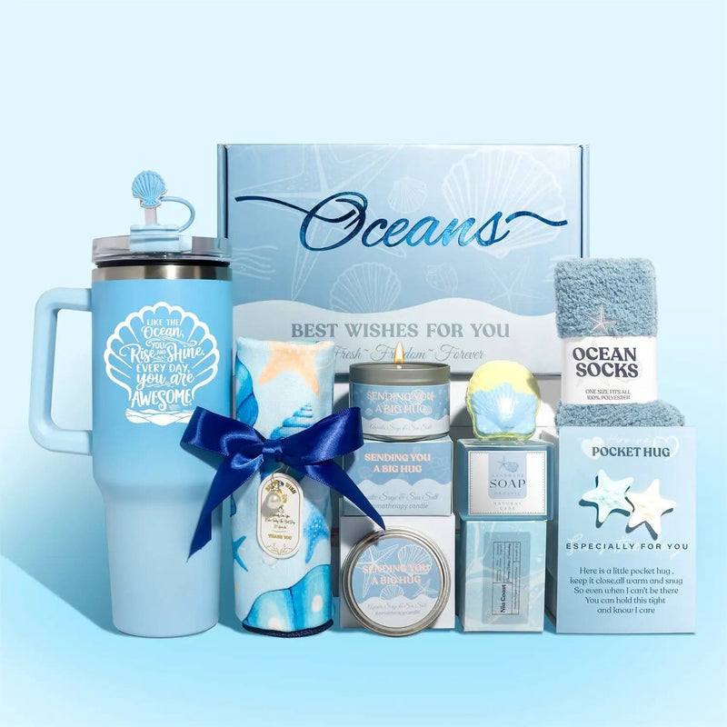 Poppy Gifts Blue Theme Aroma Candle Bath Gift Box Blue Theme Aroma Candle Bath Gift Box