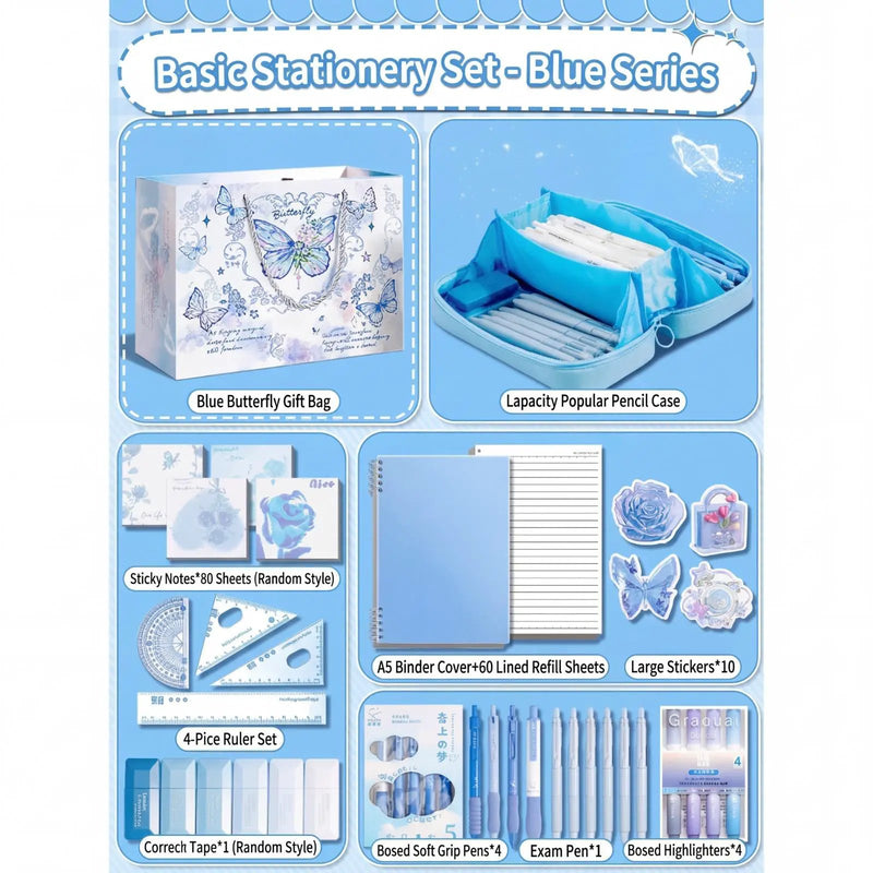 Poppy Gifts Basic Stationery Gift Set – Pink Series and Blue Series Basic Stationery Gift Set – Pink Series and Blue Series